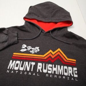 Prairie Mountain Hoodie Mens Large Gray Mount Rushmore National Park Pocket